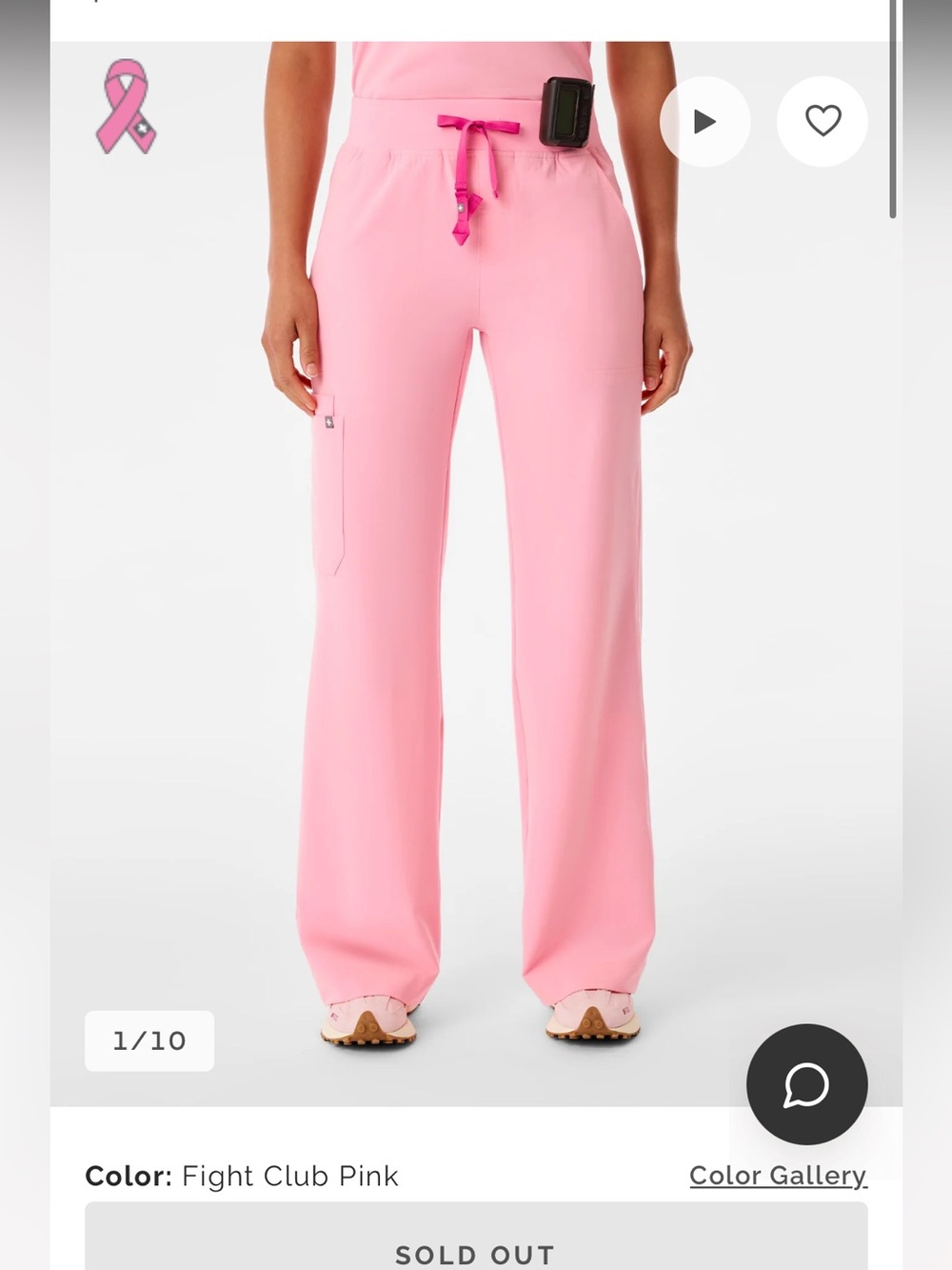 Figs XS-TALL, Fight Club Pink Isabel High Rise Wide-Leg Drawstring